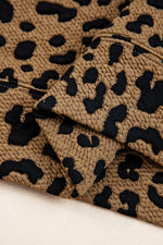Brown Leopard Print Quarter Zip Sweatshirt