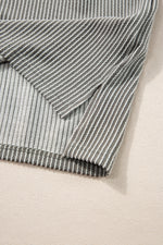 Crinkle Rib Knit Exposed Seam Round Neck Top