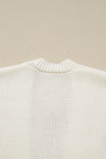 White Pumpkin Print Open Front Drop Shoulder Knit Cardigan