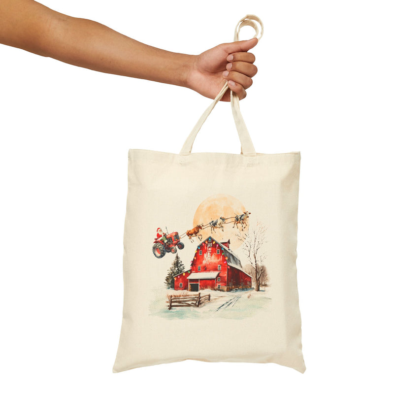 Santa on a Tractor Tote Bag
