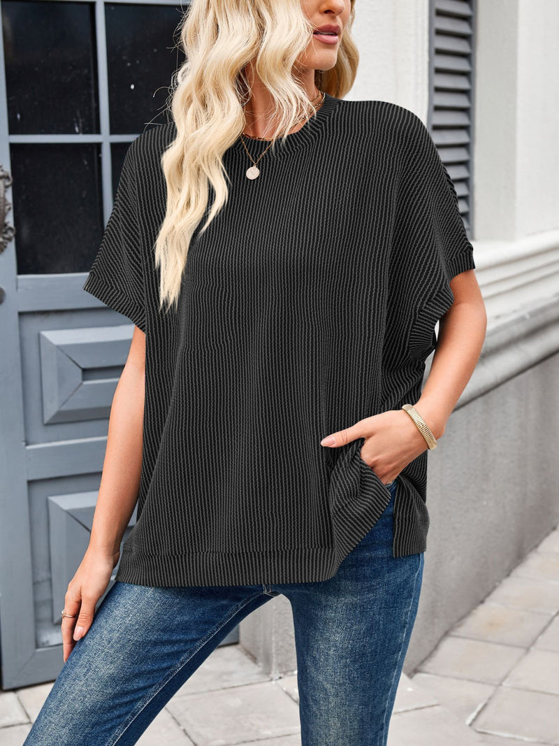 To the Nines Ribbed Dolman Top