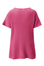 Gray Side Slit Short Dolman Sleeve Knitted Oversized Top