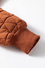 Rust Quilted Half Zip Pullover Sweatshirt