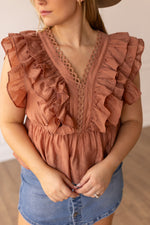 Dessert Rose Ruffled Blouse