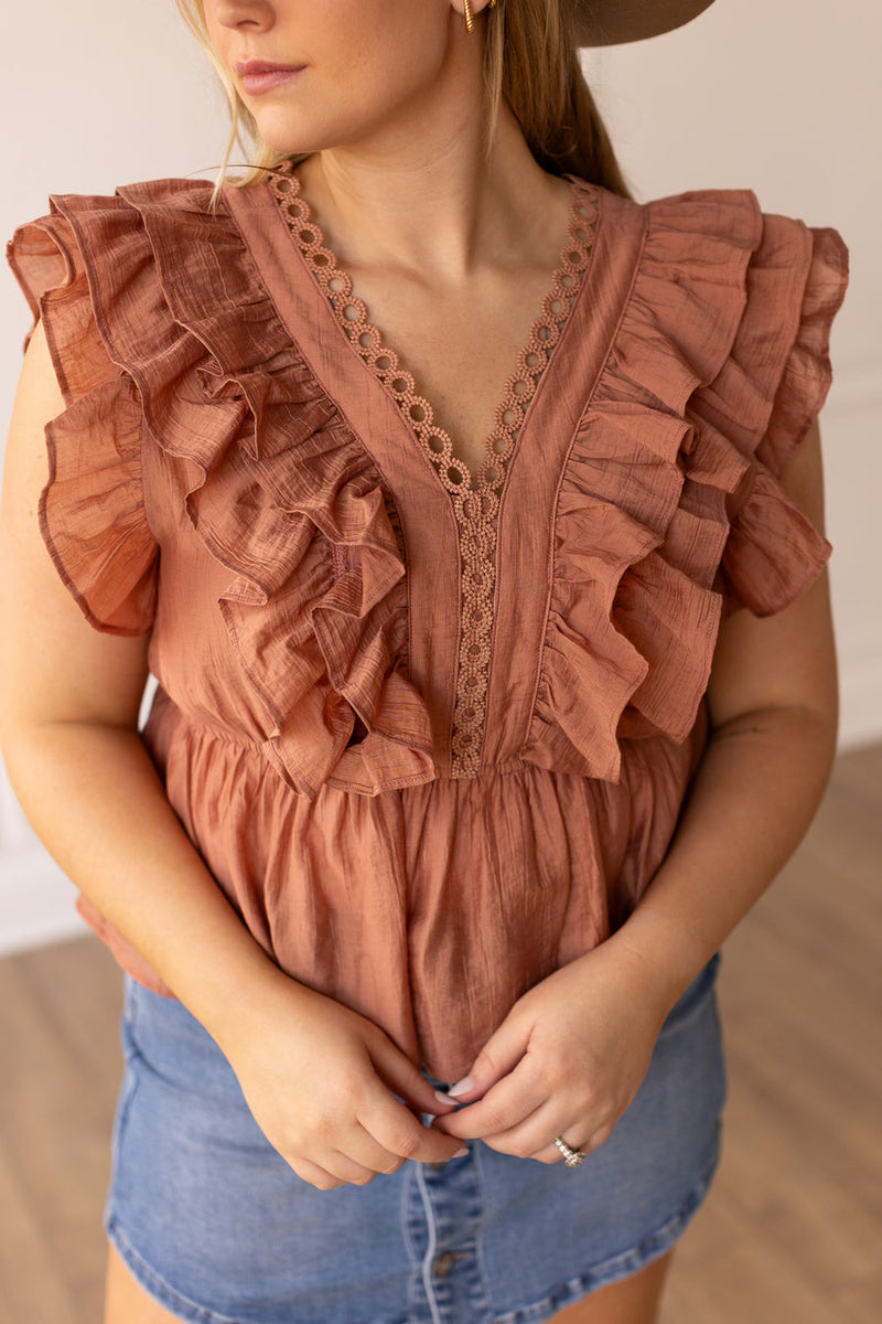Dessert Rose Ruffled Blouse