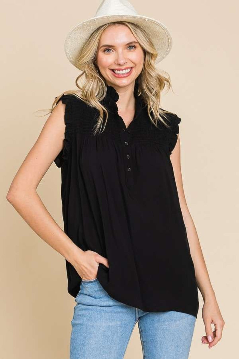 Calm, Cool, & Collected Frill Edge Sleeveless Top