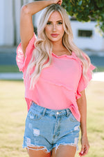 Pretty in Pink Gauze Ruffle Sleeve Blouse