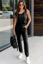Elsie Drawstring Sleeveless Jumpsuit