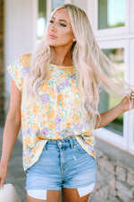 Verla Floral Blouse with Cap Sleeve