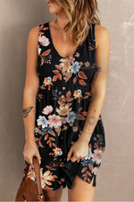 Sloane Printed Sleeveless Buttoned Magic Dress with Pockets