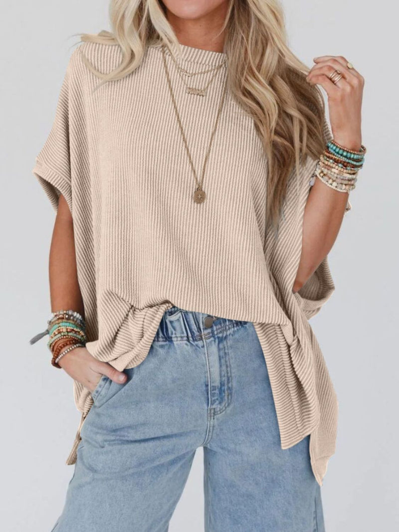To the Nines Ribbed Dolman Top