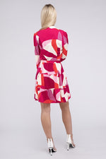Notched neck Belted Dress