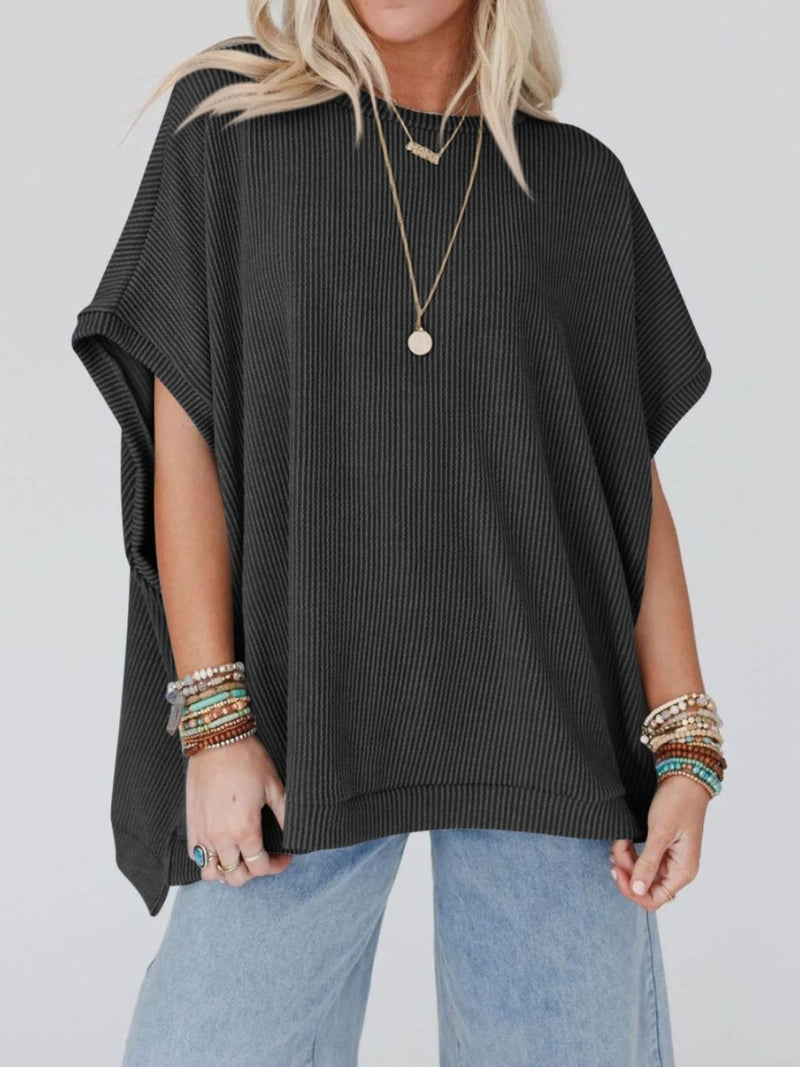 To the Nines Ribbed Dolman Top
