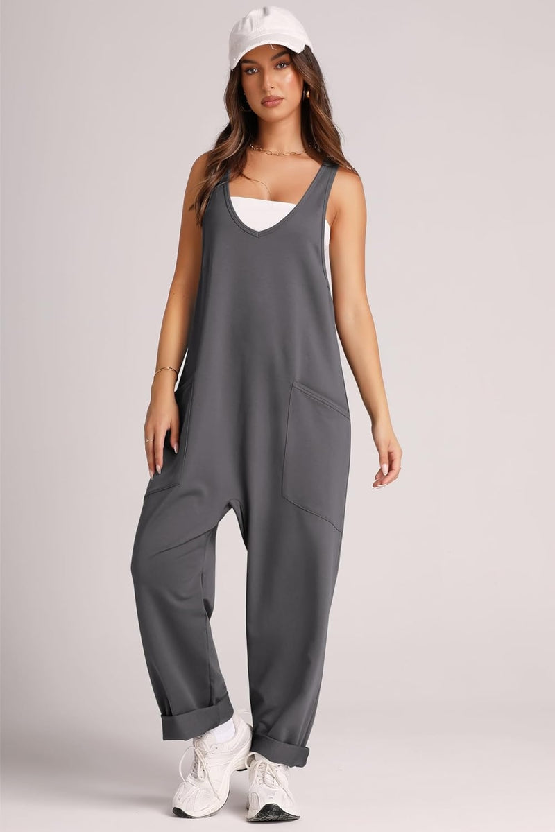 Monica Wide Strap Jumpsuit with Pockets