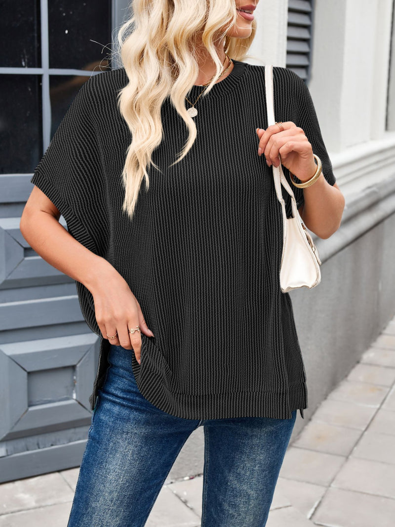 To the Nines Ribbed Dolman Top