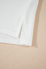 Crinkle Rib Knit Exposed Seam Round Neck Top