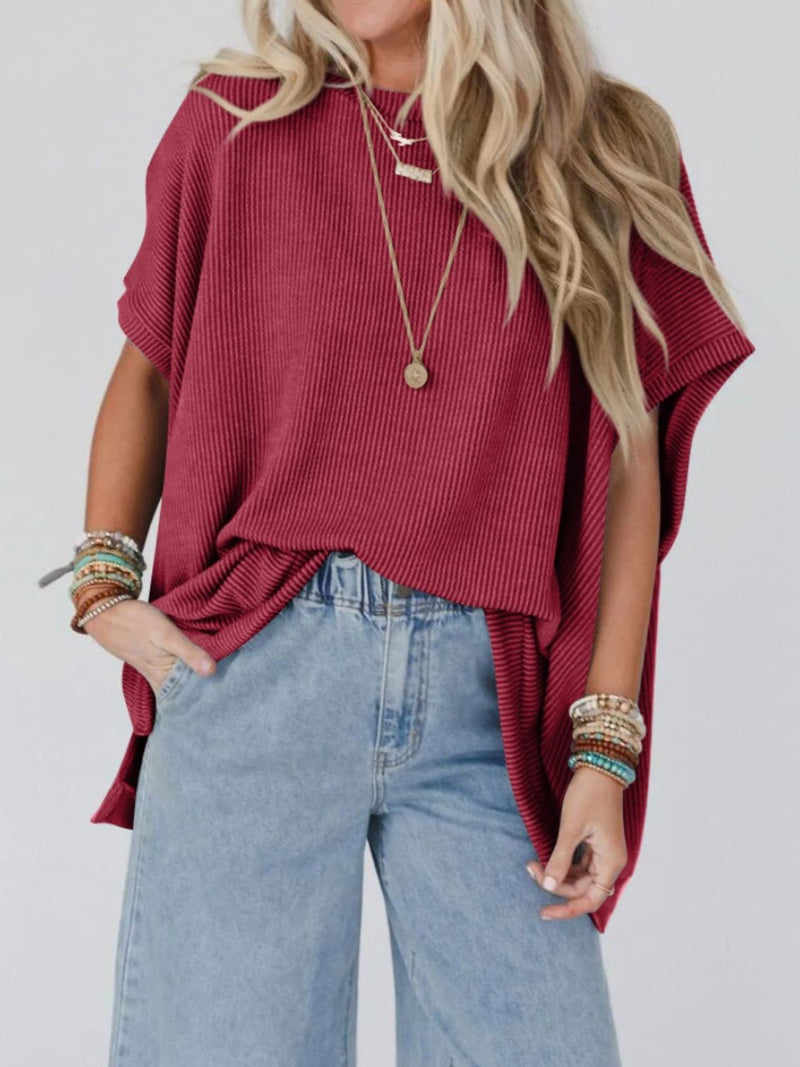 To the Nines Ribbed Dolman Top