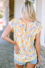 Verla Floral Blouse with Cap Sleeve