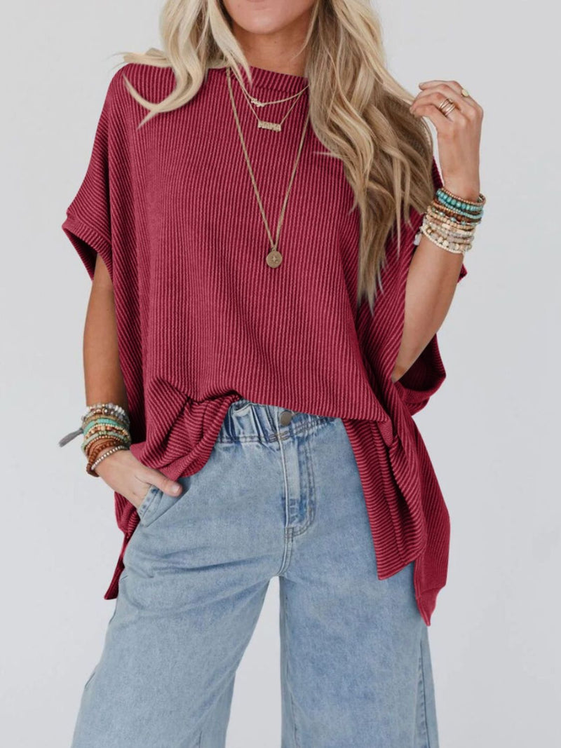 To the Nines Ribbed Dolman Top