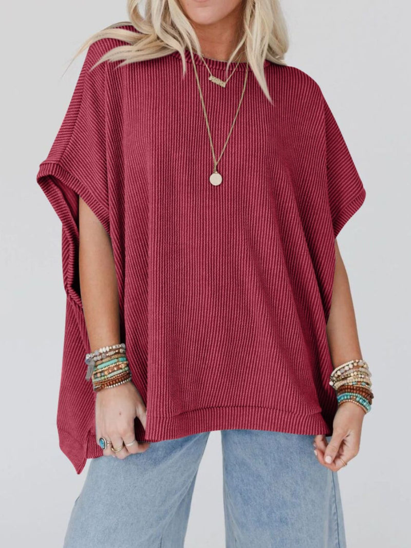 To the Nines Ribbed Dolman Top