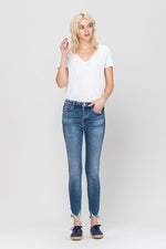 High Rise Ankle Skinny Hem Detail