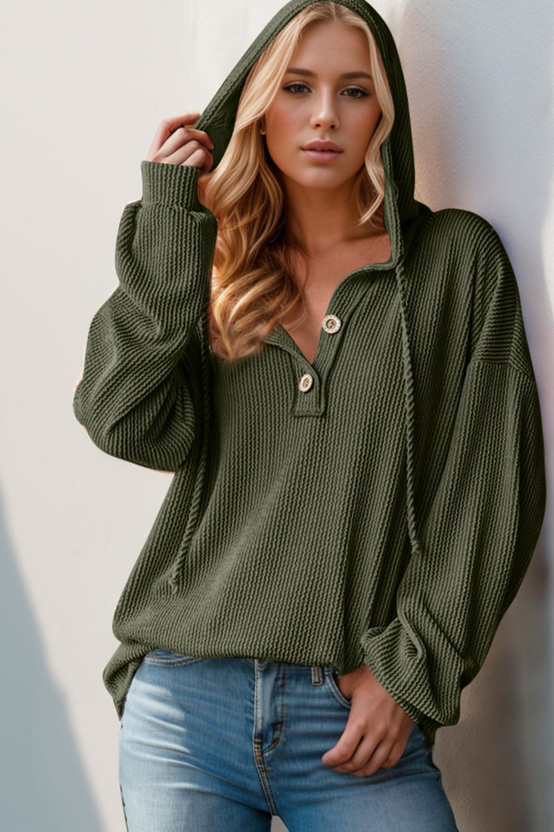 Casual Day Out Half Button Light Weight Hoodie