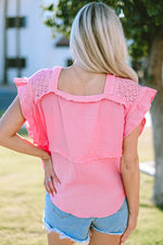 Pretty in Pink Gauze Ruffle Sleeve Blouse