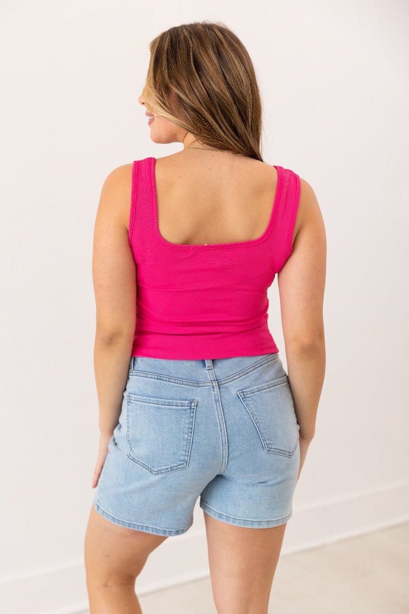 Bella Square Neck Rib Knit Tank Top