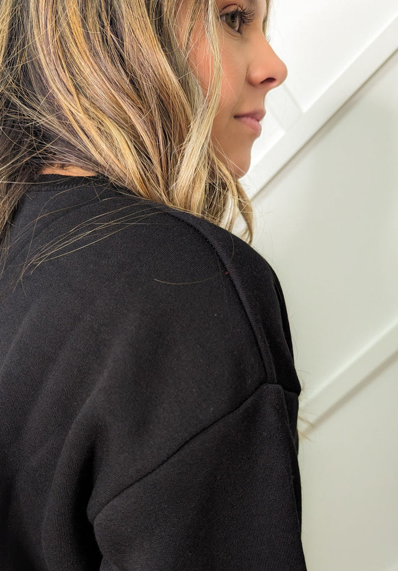 Quiet Luxury French Terry Sweatshirt with Ribbed Knit