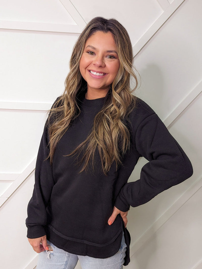 Quiet Luxury French Terry Sweatshirt with Ribbed Knit