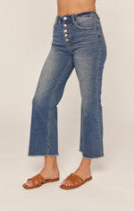 Button High Rise Cropped Wide Leg Jean