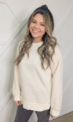Quiet Luxury French Terry Sweatshirt with Ribbed Knit