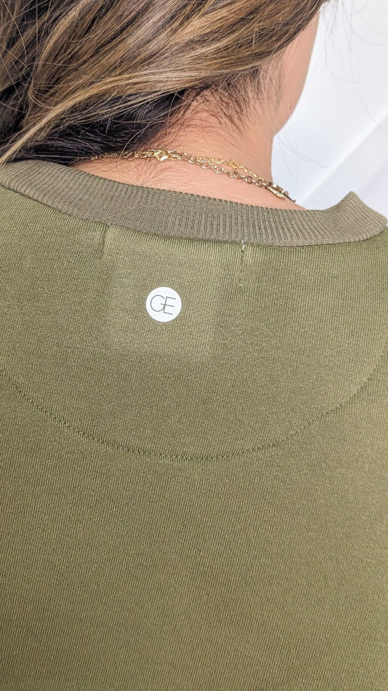 Quiet Luxury French Terry Sweatshirt with Ribbed Knit