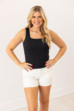 Bella Square Neck Rib Knit Tank Top