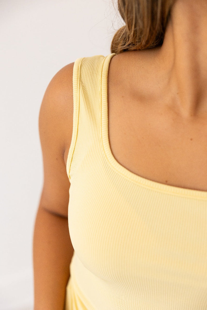 Bella Square Neck Rib Knit Tank Top