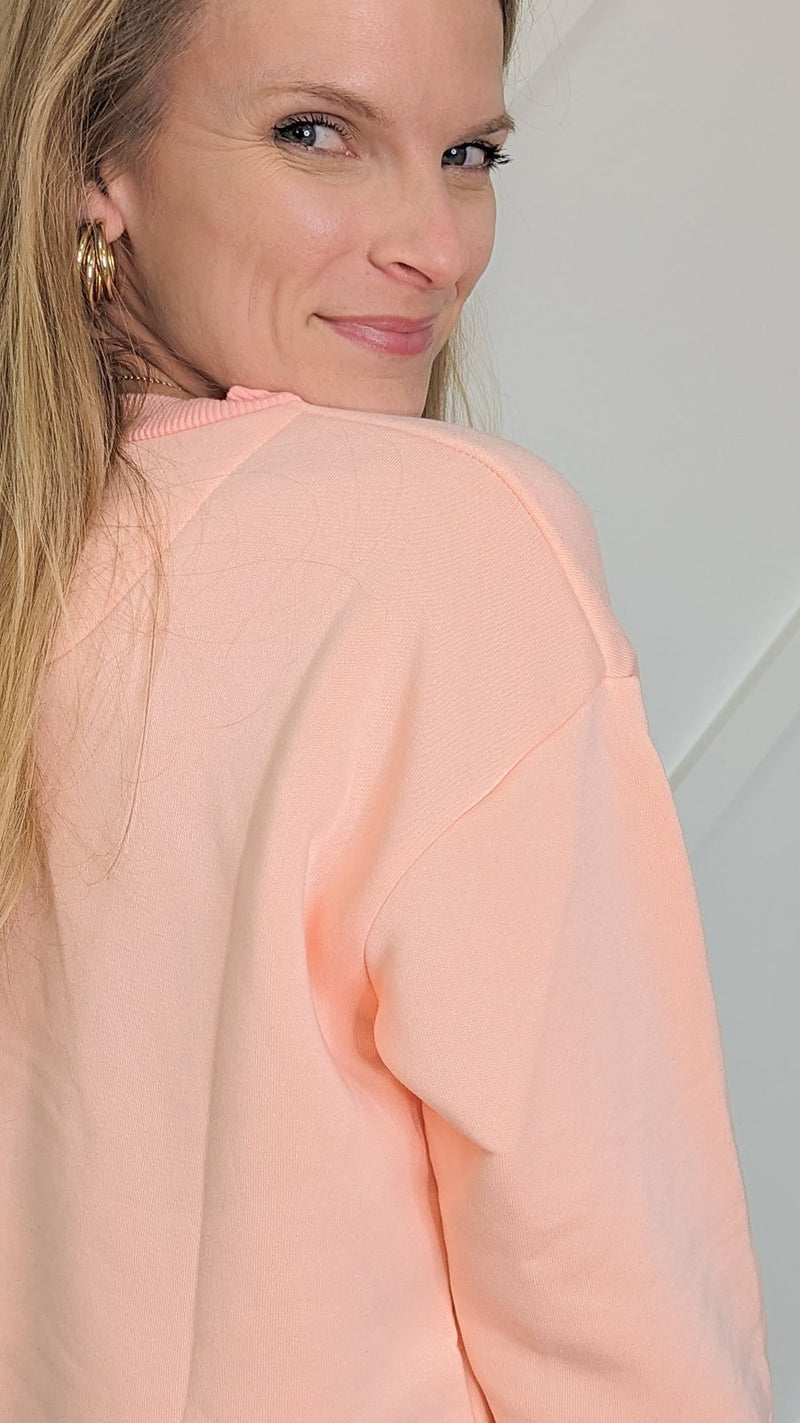 Quiet Luxury French Terry Sweatshirt with Ribbed Knit