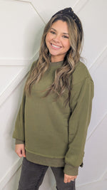 Quiet Luxury French Terry Sweatshirt with Ribbed Knit