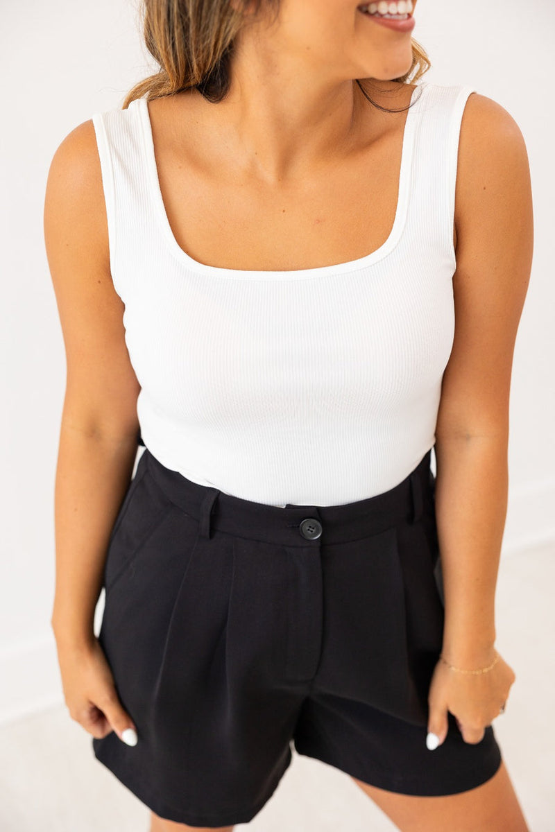 Bella Square Neck Rib Knit Tank Top
