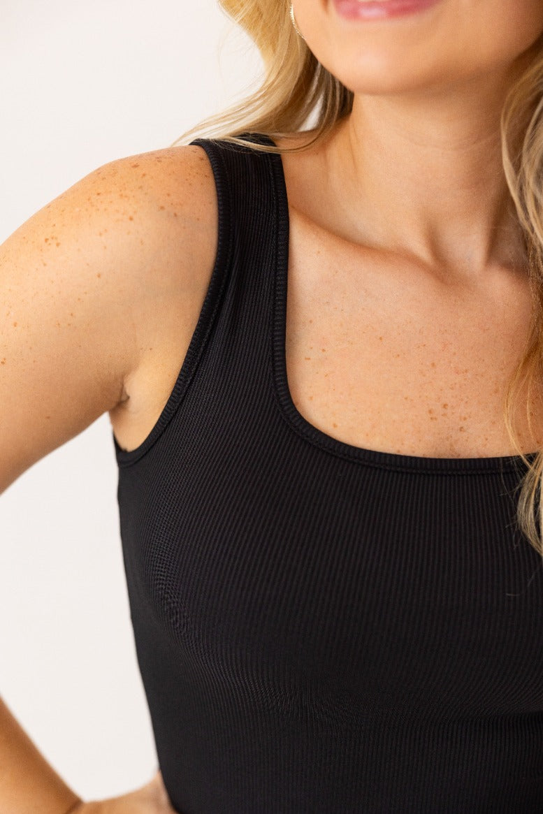 Bella Square Neck Rib Knit Tank Top