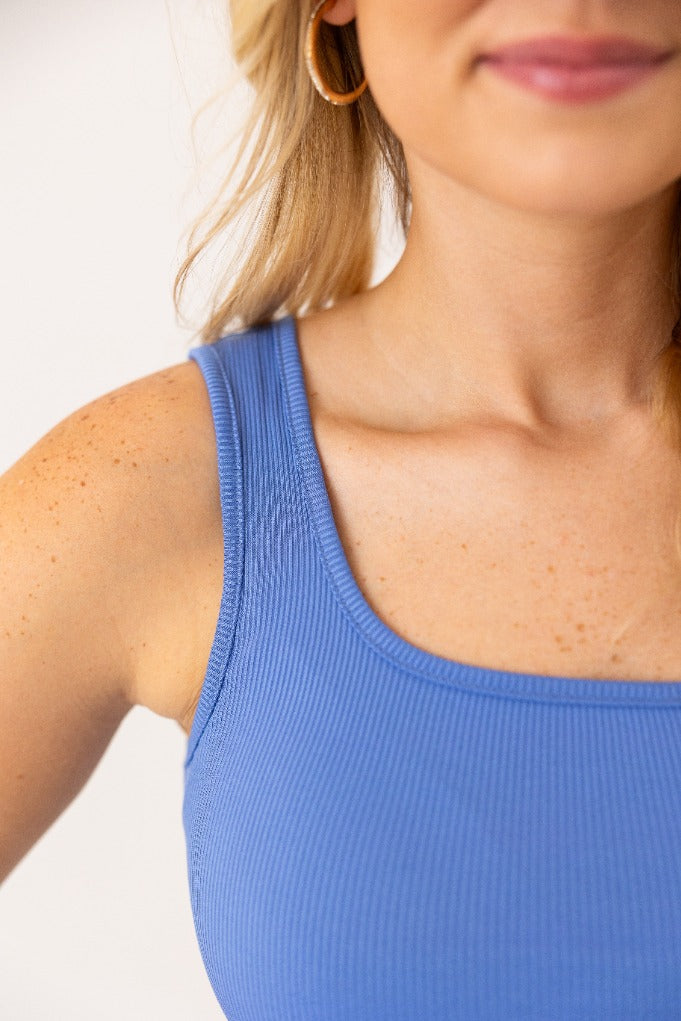 Bella Square Neck Rib Knit Tank Top