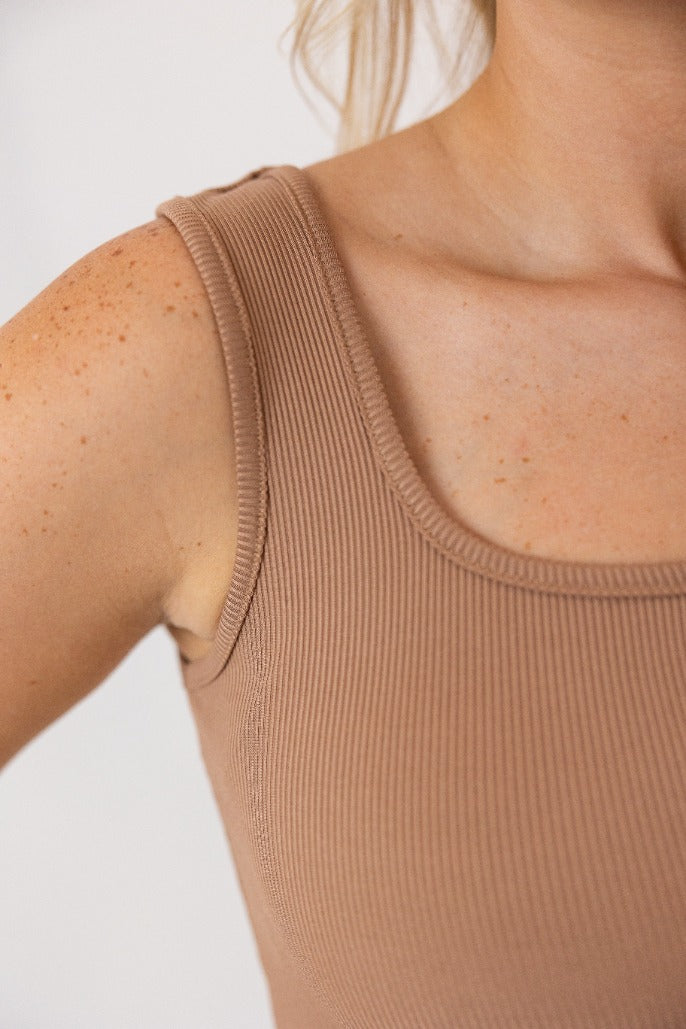 Bella Square Neck Rib Knit Tank Top