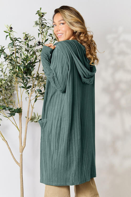 Hooded Sweater Cardigan with Pockets