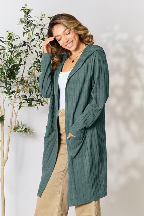 Hooded Sweater Cardigan with Pockets