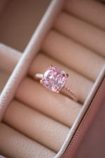 Ariah 4-Prong Cushion Cut Rose Quartz in Rose Gold Plating Ring
