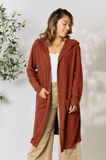 Hooded Sweater Cardigan with Pockets